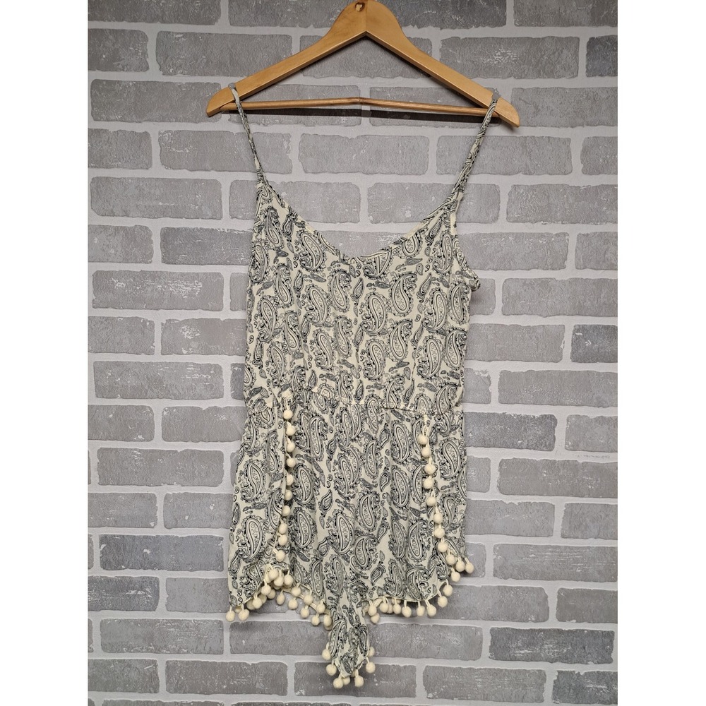 5th &‎ Love Black Paisley Romper  Juniors Women Boho Summer Spaghetti Straps XL